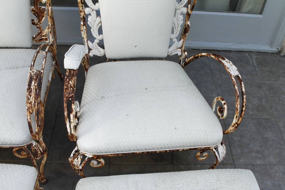Antique French Patio Chairs with Ottomans EBTH